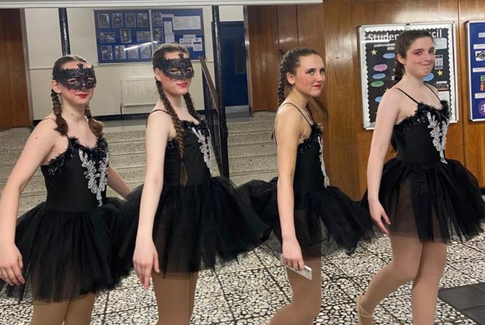 Ballet students rehearsing in studio at Clairemarie’s School of Dance