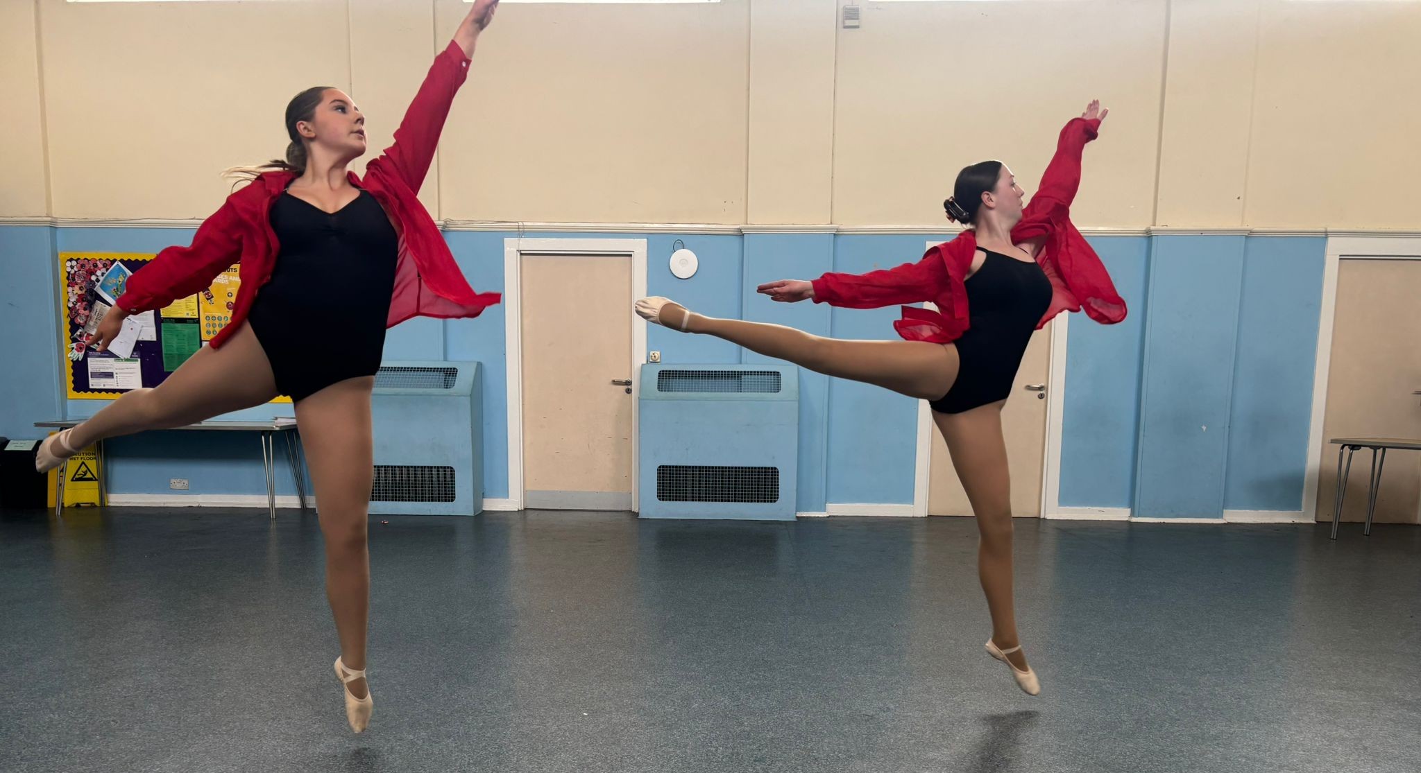Ballet students rehearsing in studio at Clairemarie’s School of Dance